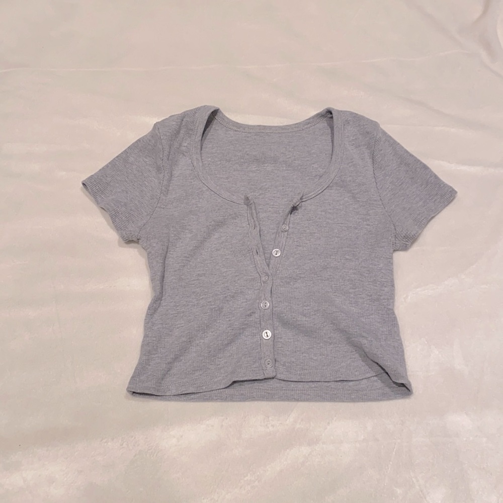 American apparel ribbed button down t-shirt crop